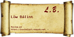 Löw Bálint névjegykártya